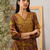 Junoon Chartreuse Printed Rayon Dress for Women