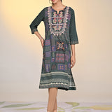 Sultana Green Mirror Work Kurta for Women