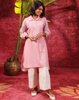 Kyla Basil Rose Pink Embroidered Cotton Linen Tunic for Women