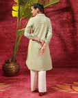 Kyla Basil Green Embroidered Cotton Linen Tunic for Women