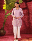 Suhani Lavender Embroidered Viscose Satin Tunic for Women