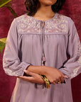 Nazakat Lilac Viscose Georgette Embroidered Top for Women