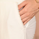 Esha Ivory Modal Linen Relaxed Fit Pants for Women