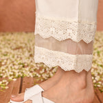 Rhea Ivory Rayon Loose Fit Palazzo Pants for Women