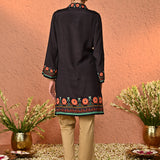 Fiora Beige Embroidered Straight Fit Pants for Women