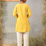 Yellow Phool Collection Kurti With Multi-Colour Embroidery