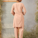 Peach Embroidered Nargis Kurta