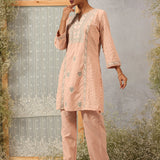 Peach Embroidered Nargis Kurta