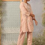 Peach Embroidered Nargis Kurta