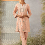 Peach Embroidered Nargis Kurta