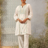 Pearl White Embroidered Nargis Kurta