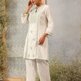 Pearl White Embroidered Nargis Kurta