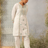 Pearl White Embroidered Nargis Kurta