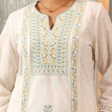 Pearl White Embroidered Nargis Kurta
