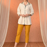 Mehr Mustard Cotton Relaxed Fit Trousers for Women