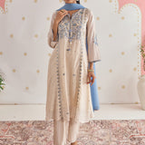 Ayesha Cream Ivory Embroidered Panelled A-Line Suit Set
