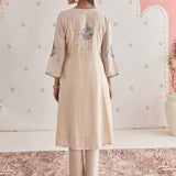 Ayesha Cream Ivory Embroidered Panelled A-Line Suit Set