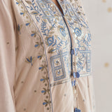 Ayesha Cream Ivory Embroidered Panelled A-Line Suit Set