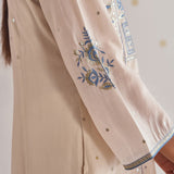 Ayesha Cream Ivory Embroidered Panelled A-Line Suit Set