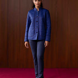 Althea Blue Quilted Panelled Jacket