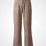 Beige Cotton Blend Regular Fit Pants
