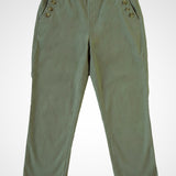 Green Cotton Blend Tapered Fit Capri