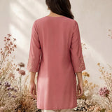 Inaya Pink Resham Embroidered Cotton Blend Kurti