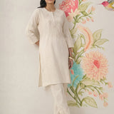 Suroor Ivory Embroidered Chanderi Kurta Set