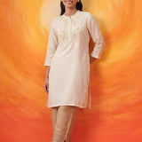 Sehr Ivory Embroidered Silk Kurti