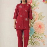 Chavi Red Embroidered Co-ord Set