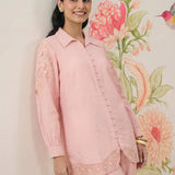 Pink Embroidered Linen Co-ord Set