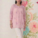 Savera Baby Pink Embroidered Chiffon A-line Top