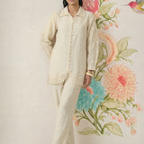 Ivory Embroidered Linen Co-ord Set