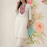 Hina Ivory Printed Straight Kurta Set