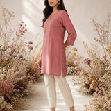 Pink Resham Embroidered Kurti