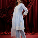 Spa Embroidered Chanderi A-Line Suit Set