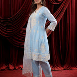 Spa Embroidered Chanderi A-Line Suit Set