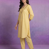 Light Yellow Embroidered Straight Kurta Set