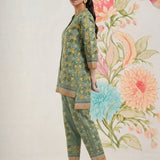 Saina Chenoise Green Printed Remi Linen Co-ord Set for Women