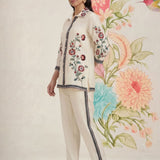 Heer Pristine Ivory Embroidered Rayon Co-ord Set for Women