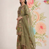 Manjari Green Printed Garara Suit Set with Dupatta