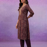 Purple Embroidered Straight Kurta Set