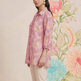 Aro Peach Floral Printed Shirt