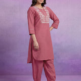 Coral Embroidered Straight Kurta Set