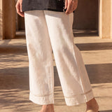 Ivory Linen Blend Daily Wear Palazzos