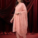 Pink Embroidered Chanderi Suit Set