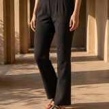 Black Roma Cotton Bootcut Pants
