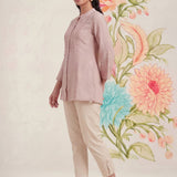 Tiri Baby Pink Monochrome Embroidered Shirt