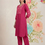 Uma Fuchsia Embroidered Kurta Set