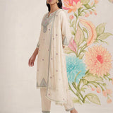 Albeli Ivory Embroidered A-line Suit Set with Dupatta